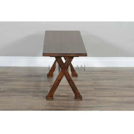 Rustic Dining Bench With Stretcher - LOOMLAN - Sunny D - Dining Benches