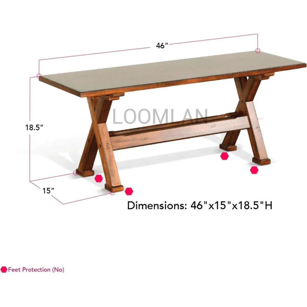 Rustic Dining Bench With Stretcher - LOOMLAN - Sunny D - Dining Benches