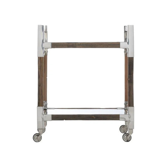Rustic Glam Wood Frame Bar Cart-Home Bar Carts-Wildwood-LOOMLAN