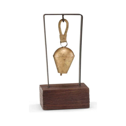 Rustic Patina Brass Bell Sculpture - LOOMLAN - Wildwood - Statues & Sculptures
