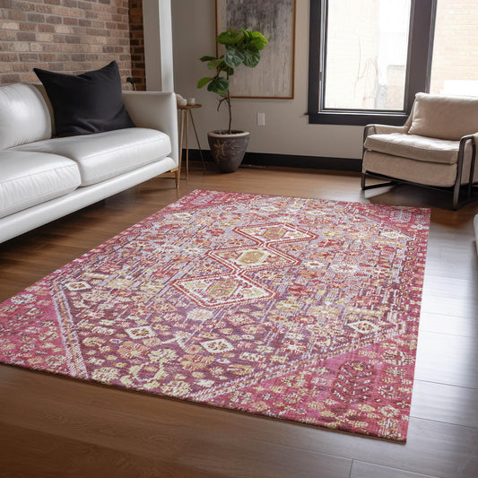 Saelain Red Washable Indoor-Outdoor Rug