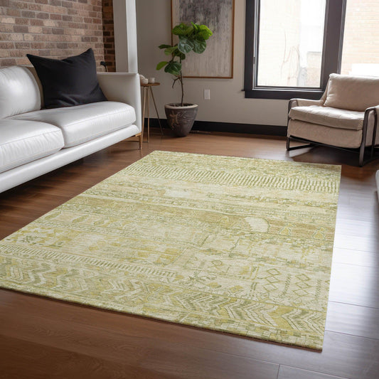 Saelanor Tan Washable Indoor-Outdoor Rug
