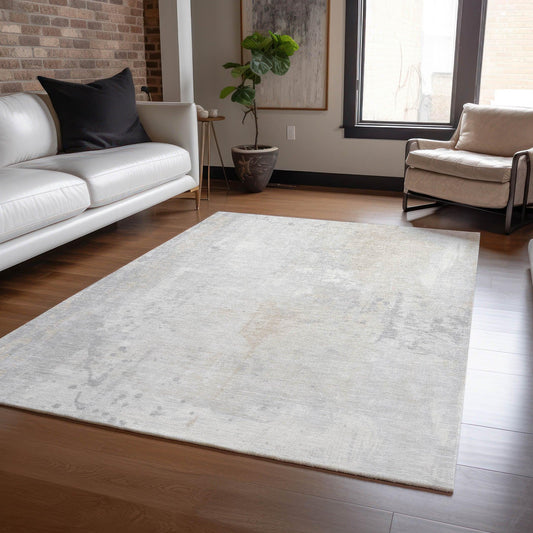 Saelion Ivory Washable Indoor-Outdoor Rug