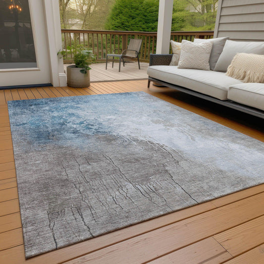 Saelius Denim Washable Indoor-Outdoor Rug