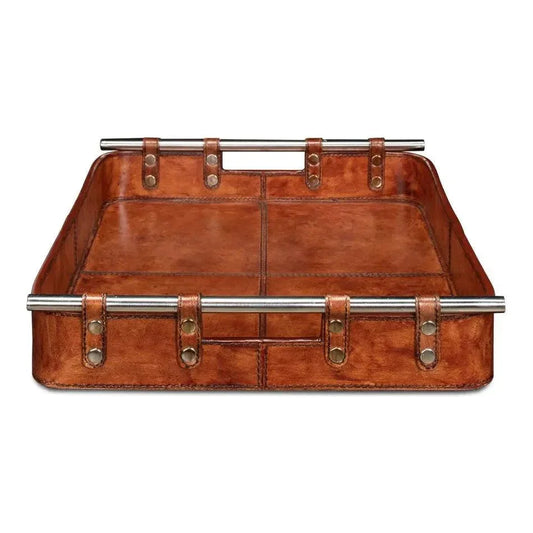 Safari Leather Tray Home Accessories - LOOMLAN - Sarreid - Trays