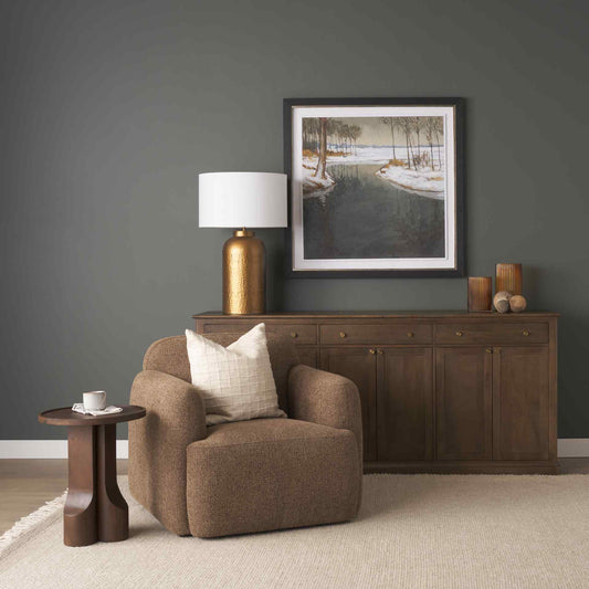 Saga Textured Brown Plush Fabric Club Chair