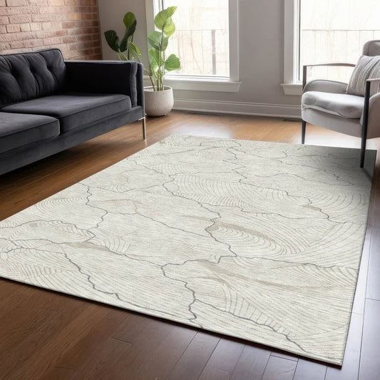 Sahari Ivory Washable Indoor-Outdoor Rug-Outdoor Rugs-LOOMLAN Rugs-LOOMLAN