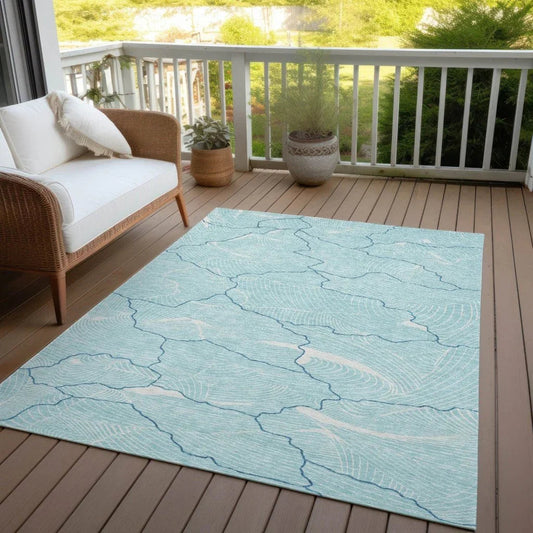 Sahari Teal Washable Indoor-Outdoor Rug-Outdoor Rugs-LOOMLAN Rugs-LOOMLAN
