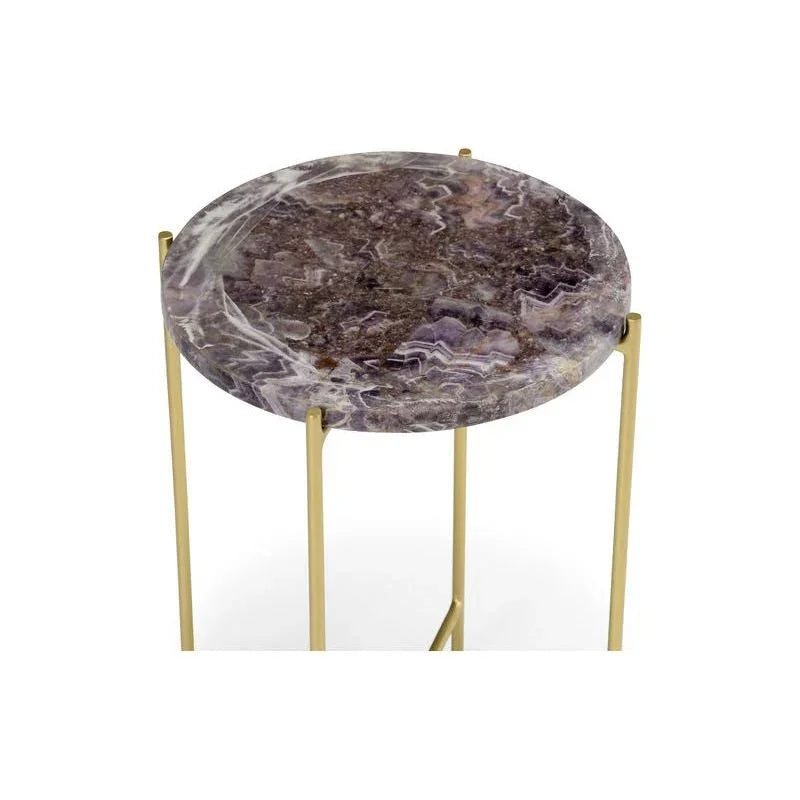 Salina Purple Stone Top Round Accent Table - LOOMLAN - Wildwood - Side Tables