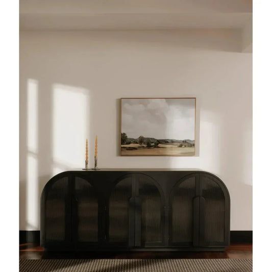Salone Wood and Glass Black Sideboard - LOOMLAN - Moe's Home - Sideboards
