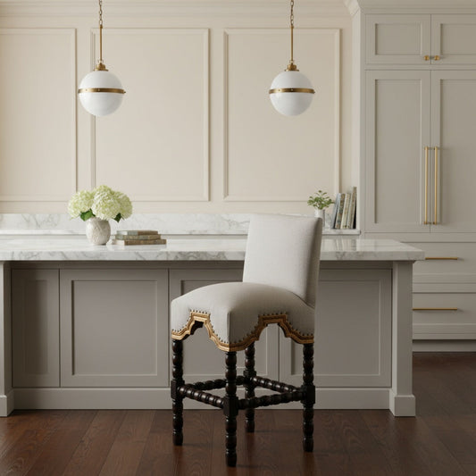 San Marco Cream Fabric Counter Stool