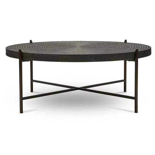 Sanskrit Bronze Plated Steel Round Coffee Table - LOOMLAN - Urbia - Coffee Tables
