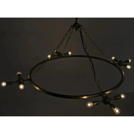 Sasha Metal Chandelier With Brass Finish - LOOMLAN - Noir - Chandeliers