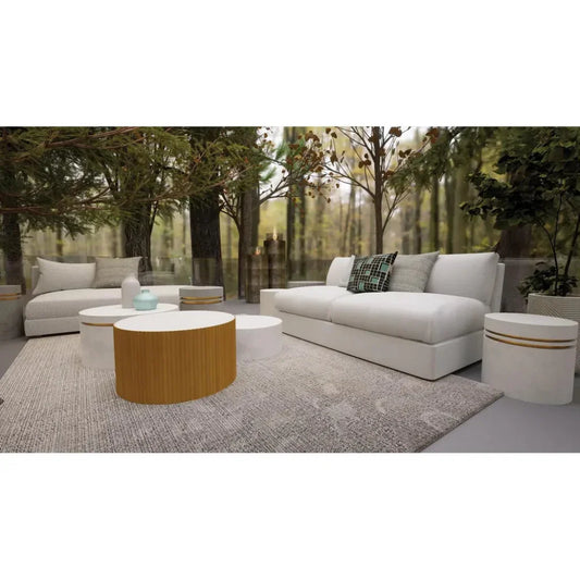 Scallop Zanzibar White Outdoor Coffee Table-Outdoor Coffee Tables-Seasonal Living-LOOMLAN