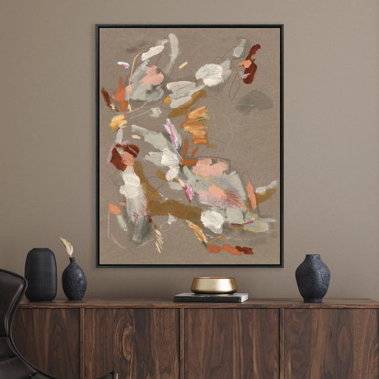 Scatter Wood Frame Beige Canvas Art