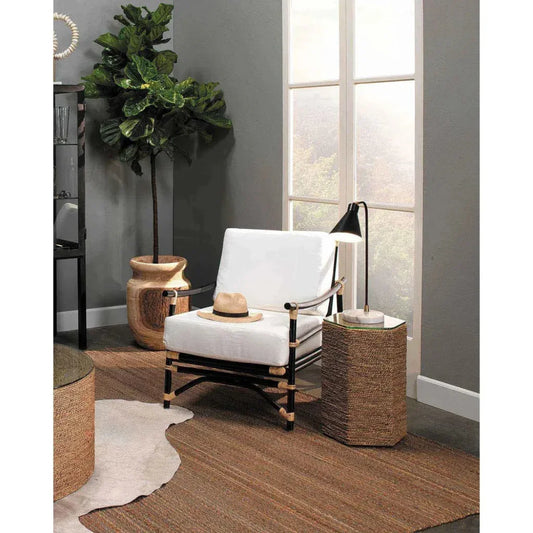 Seagrass & Tempered Glass Peninsula Coastal Side Table - LOOMLAN - Jamie Young - Side Tables