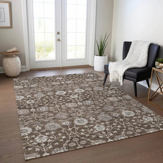 Selma Brown Washable Indoor - Outdoor Rug - LOOMLAN - LOOMLAN Rugs - Outdoor Rugs