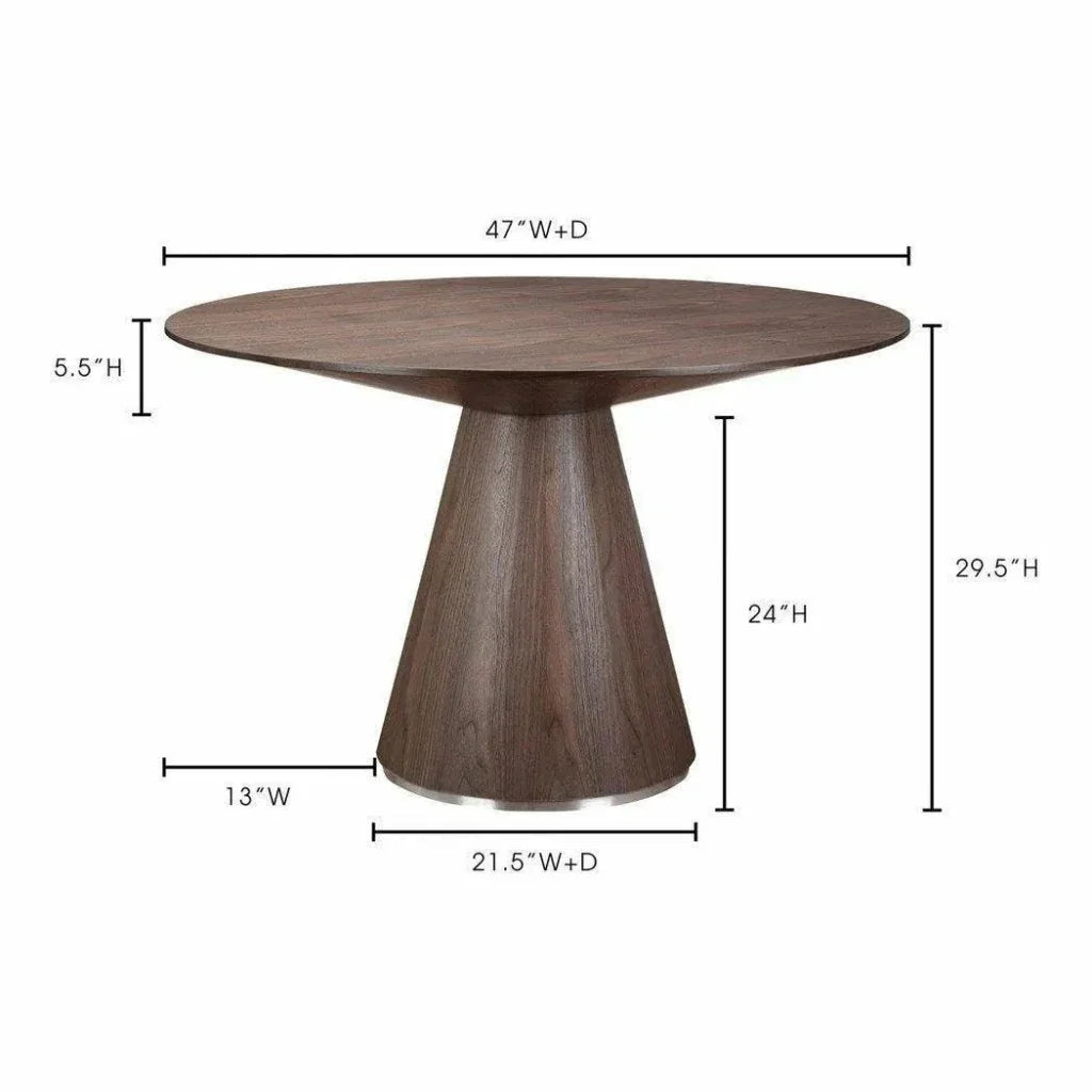 Semi Gloss Brown Round Dining Table Seats 4-Dining Tables-Moe's Home-LOOMLAN