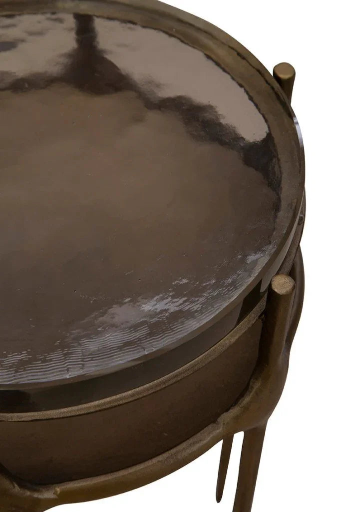 Sevran Brass Base Round Side Table - LOOMLAN - Furniture Classics - Side Tables