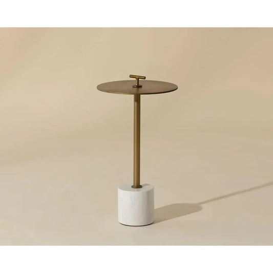 Sia End Table Brass Top Marble Base - LOOMLAN - SUNPAN - Side Tables