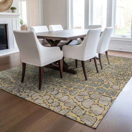 Siena Gold Washable Indoor-Outdoor Rug-Outdoor Rugs-LOOMLAN Rugs-LOOMLAN