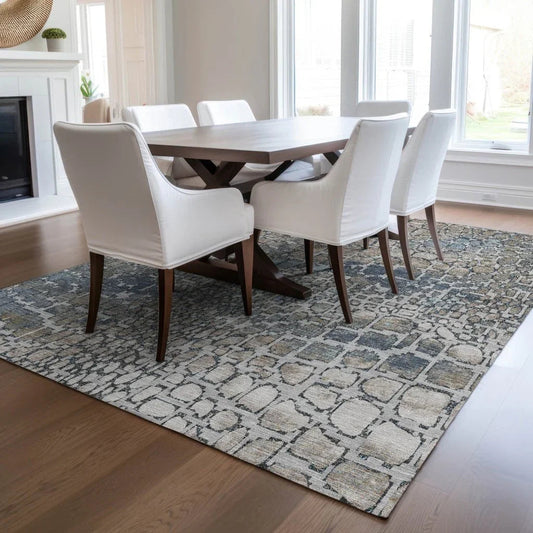 Siena Silver Washable Indoor-Outdoor Rug-Outdoor Rugs-LOOMLAN Rugs-LOOMLAN