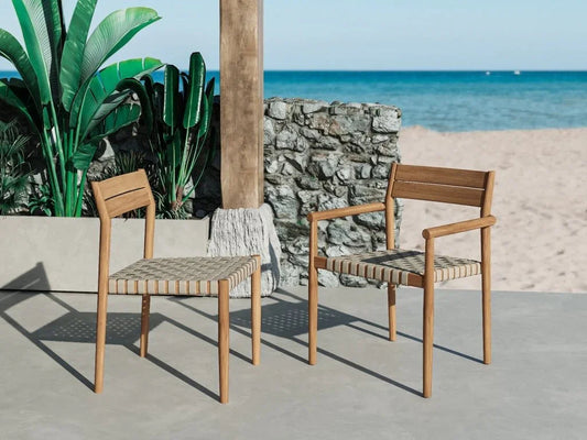 Siena Teak Woven Stackable Patio Armchair 4PC-Outdoor Accent Chairs-HiTeak-LOOMLAN