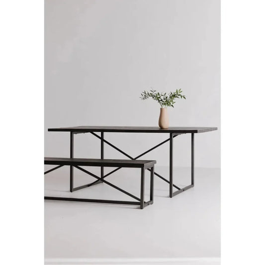 Sierra Wood and Steel Black Bench - LOOMLAN - Moe's Home - Bedroom Benches