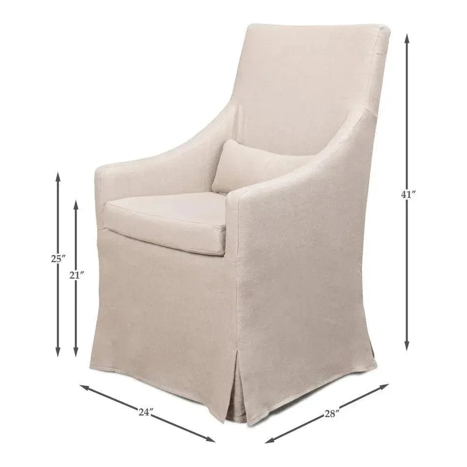 Skirted Dining Arm Chair - LOOMLAN - Sarreid - Dining Chairs