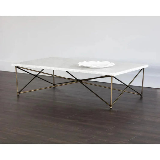 Skyy Steel Framed Marble Coffee Table - LOOMLAN - SUNPAN - Coffee Tables