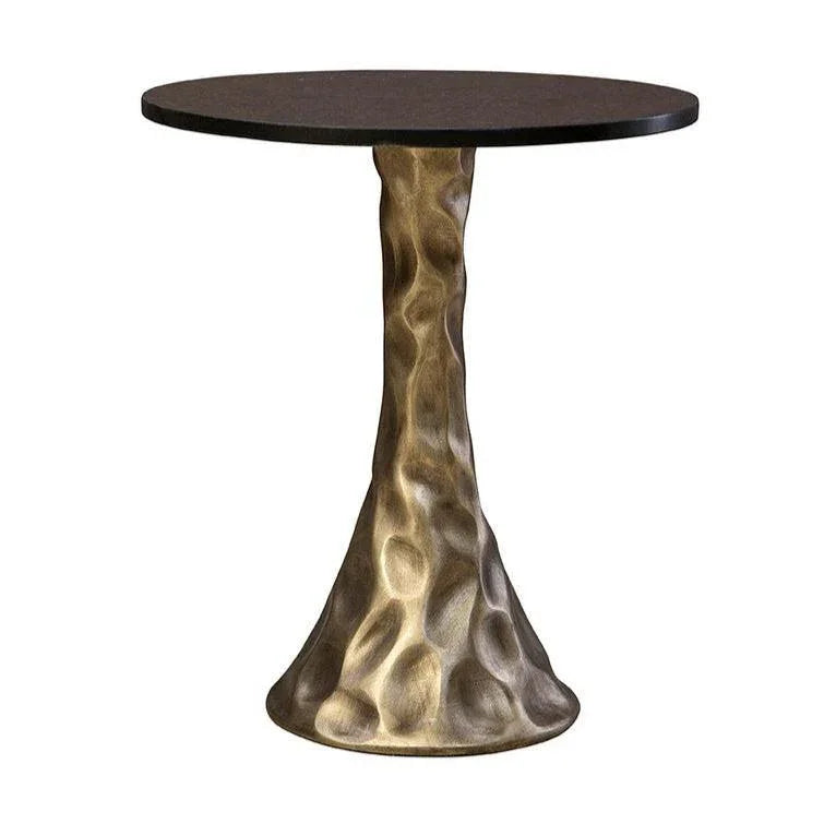 Slate Trumpet Black Granite Top Round Table - LOOMLAN - Side Tables