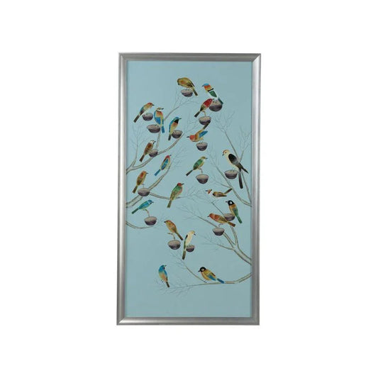 Small Aviary Silver Wood Framed Artwork-Framed Wall Art-Chelsea House-Aviary A-LOOMLAN