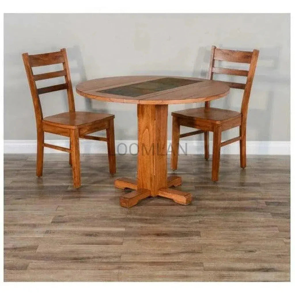 Small Round Farmhouse Drop Leaf Dining Table-Dining Tables-Sunny D-LOOMLAN