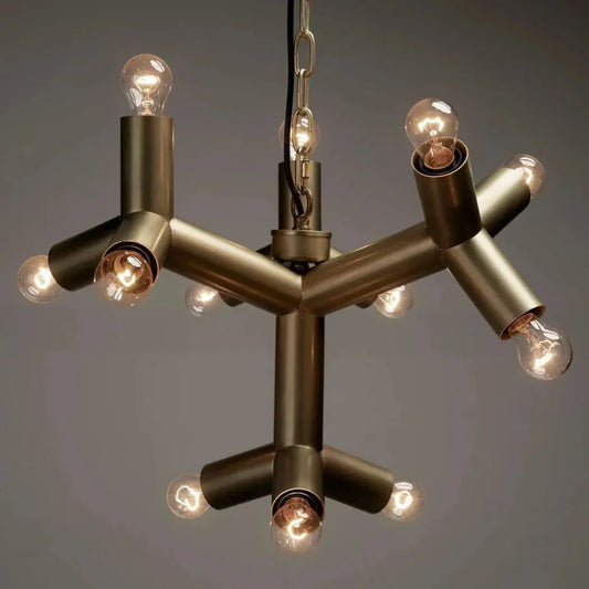 Snow Flake Metal Chandelier With Brass - LOOMLAN - Noir - Chandeliers