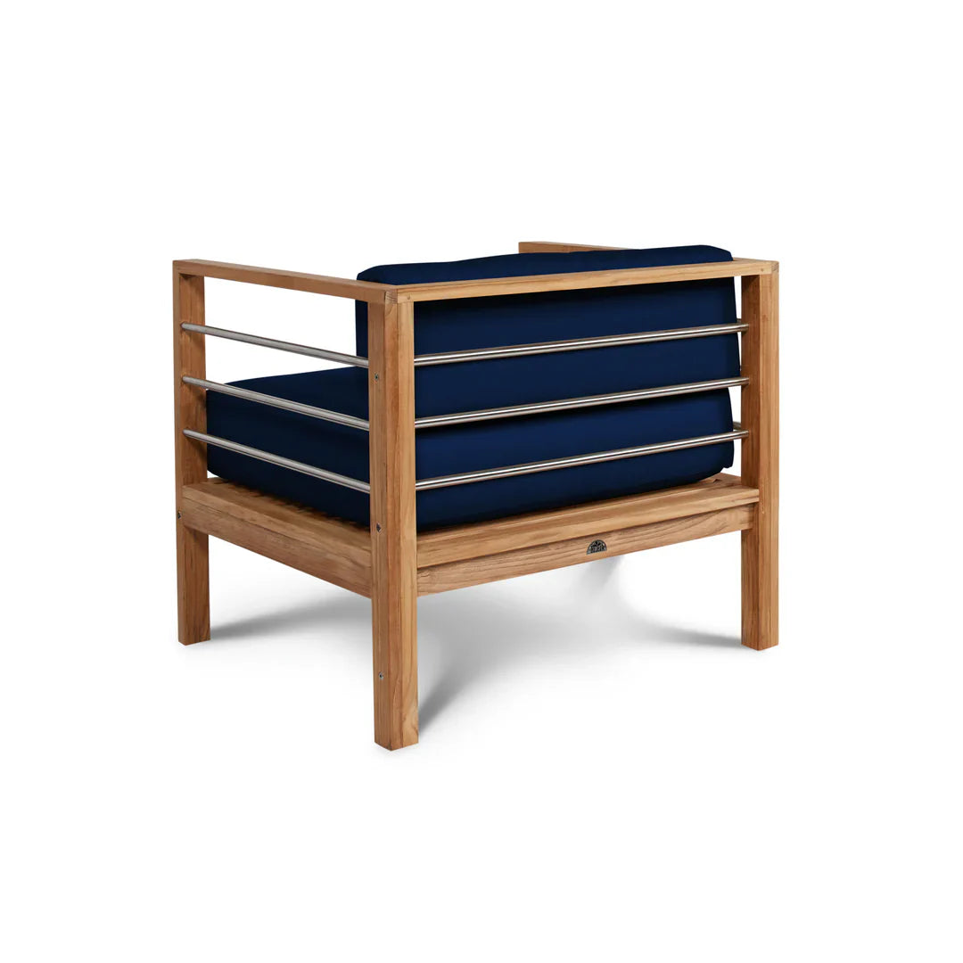 SoHo Teak Outdoor Club Chair Sunbrella Cushion-Outdoor Accent Chairs-HiTeak-LOOMLAN