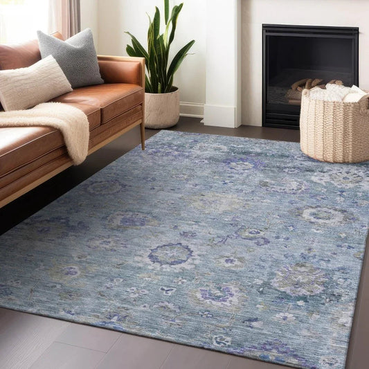 Sofia Sky Washable Indoor-Outdoor Rug-Outdoor Rugs-LOOMLAN Rugs-LOOMLAN