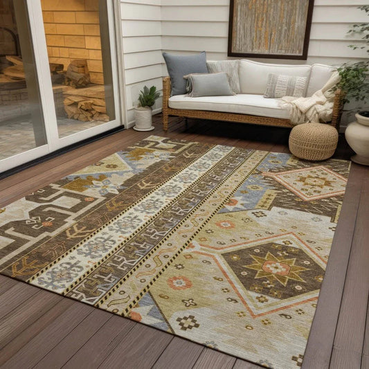 Solara Brown Washable Indoor-Outdoor Rug-Outdoor Rugs-LOOMLAN Rugs-LOOMLAN