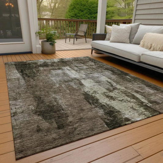 Solayne Brown Washable Indoor-Outdoor Rug-Outdoor Rugs-LOOMLAN Rugs-LOOMLAN