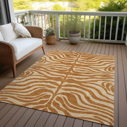 Solstice Orange Washable Indoor-Outdoor Rug-Outdoor Rugs-LOOMLAN Rugs-LOOMLAN