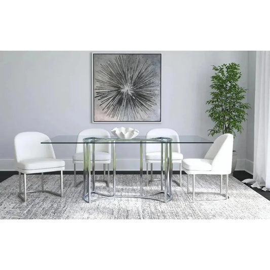 Sophia Chrome & Glass Silver Rectangular Dining Table-Dining Tables-Bassett Mirror-LOOMLAN