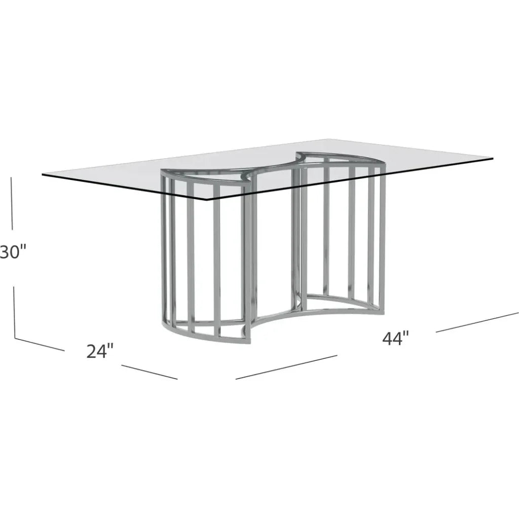 Sophia Chrome & Glass Silver Rectangular Dining Table-Dining Tables-Bassett Mirror-LOOMLAN