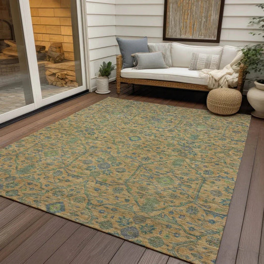 Soren Orange Washable Indoor-Outdoor Rug-Outdoor Rugs-LOOMLAN Rugs-LOOMLAN