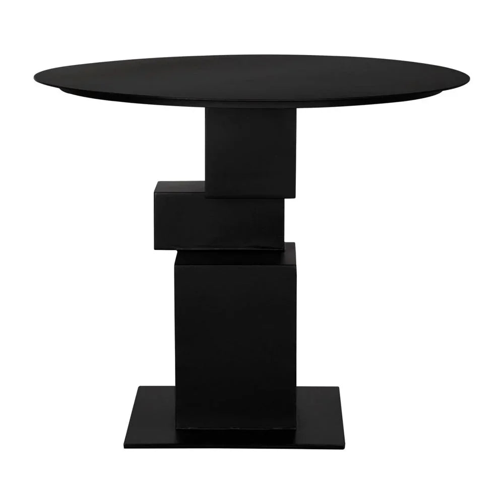 Speer Steel Black Round Dining Table-Dining Tables-Noir-LOOMLAN