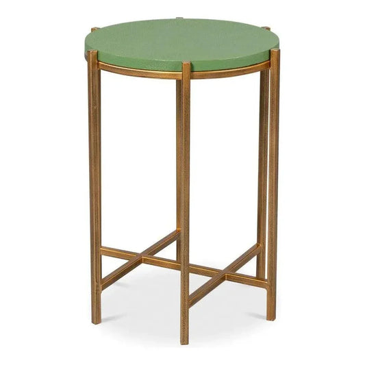 Spence Mdf and Iron Green Round Side Table - LOOMLAN - Sarreid - Side Tables