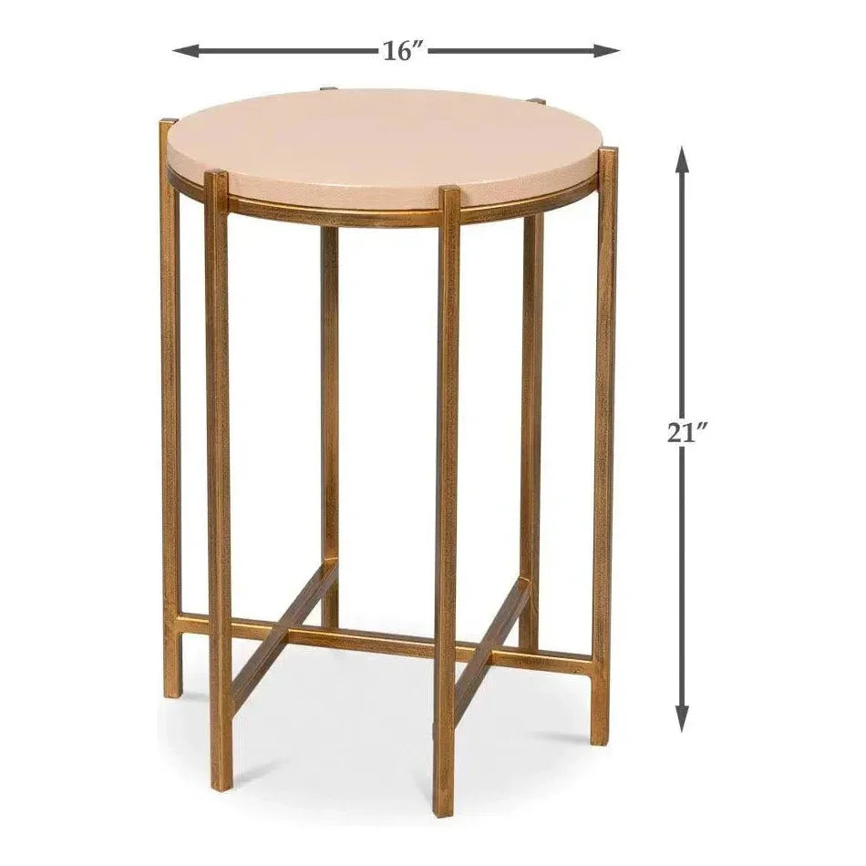 Spence Mdf and Iron Tan Round Side Table - LOOMLAN - Sarreid - Side Tables