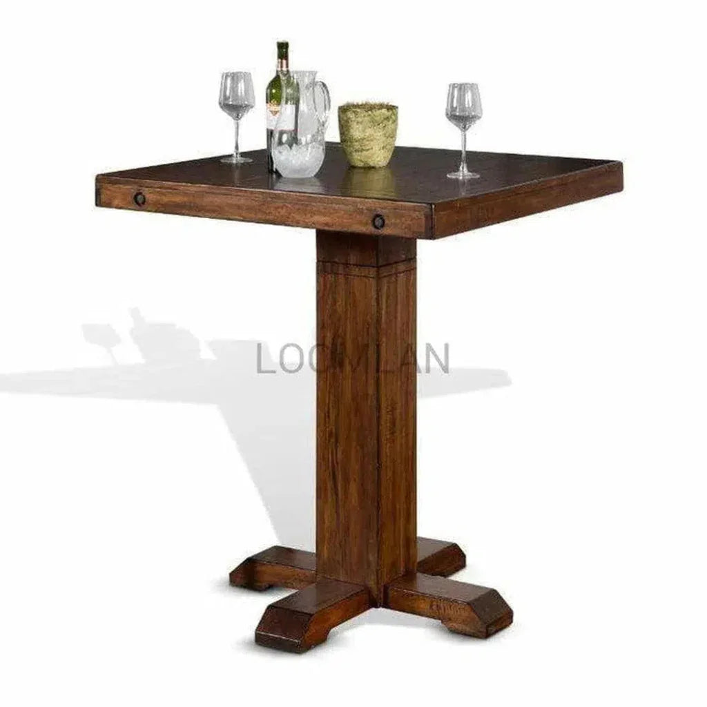 Square Adjustable Height Brown Pub Table - LOOMLAN - Sunny D - Bar Tables