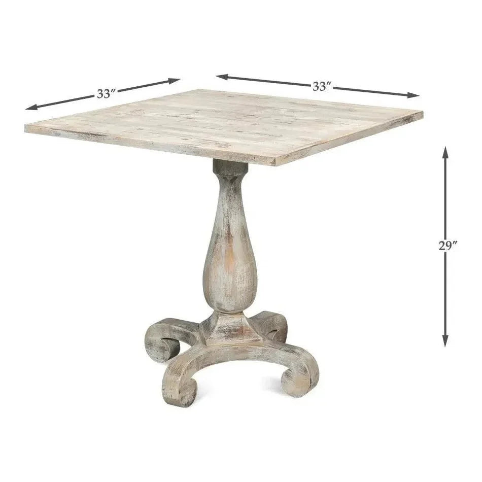Square Bistro Table Grey Oak-Dining Tables-Sarreid-LOOMLAN
