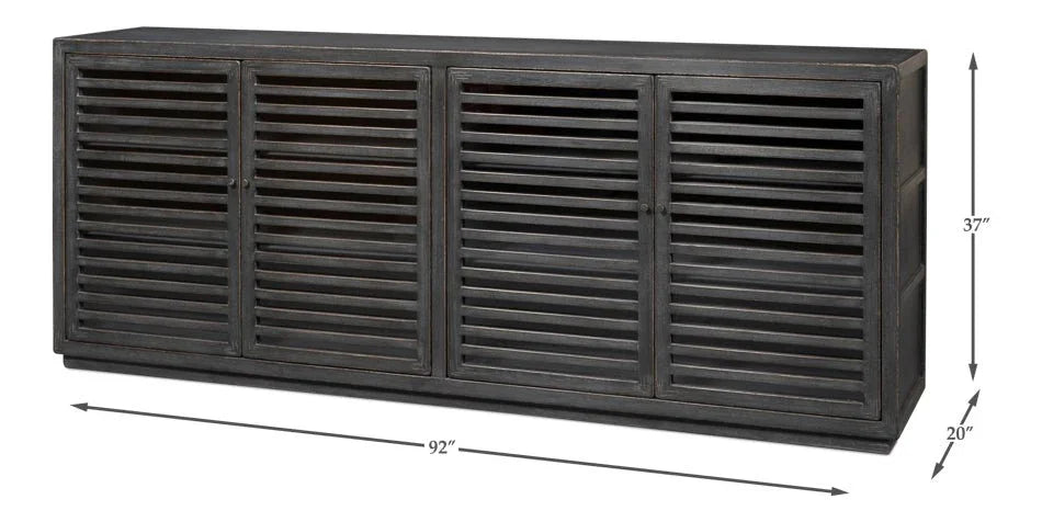 St Lucia Matte Black Wood Sideboard - LOOMLAN - Sarreid - Sideboards