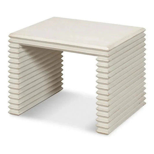 Stacked Stool Antique White - LOOMLAN - Sarreid - Side Tables