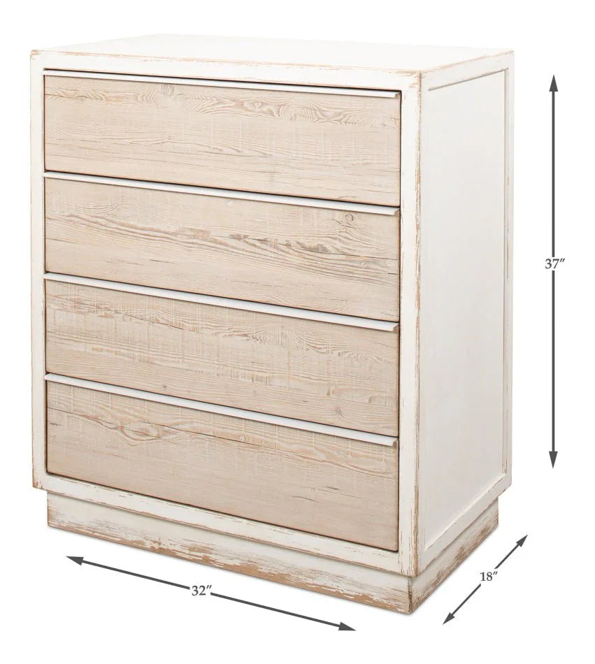 Stefano Four Drawer White Chest - LOOMLAN - Sarreid - Chests